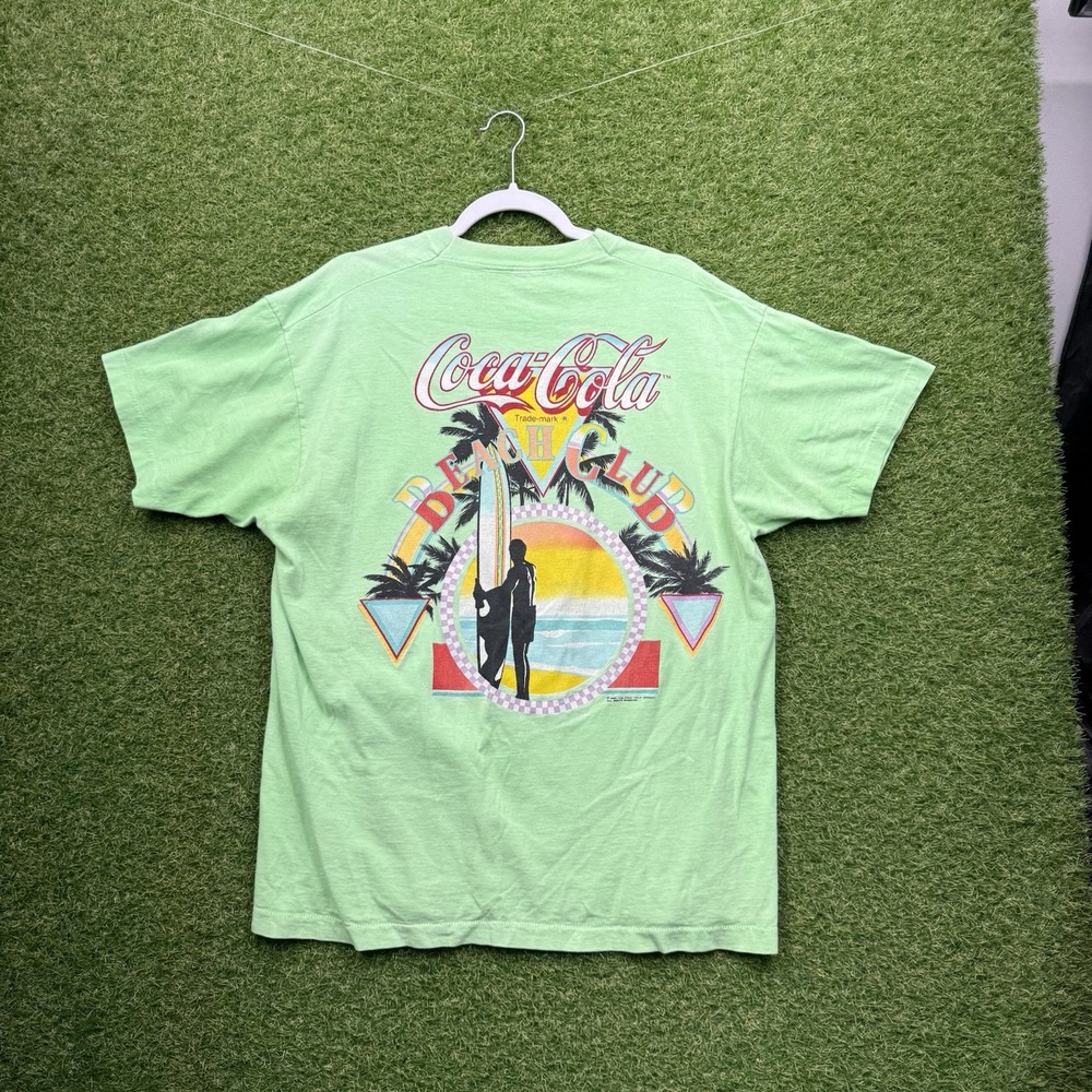 Vintage 80s Coca Cola Shirt Mens Medium 1988 Advertisement Surf Beach Club